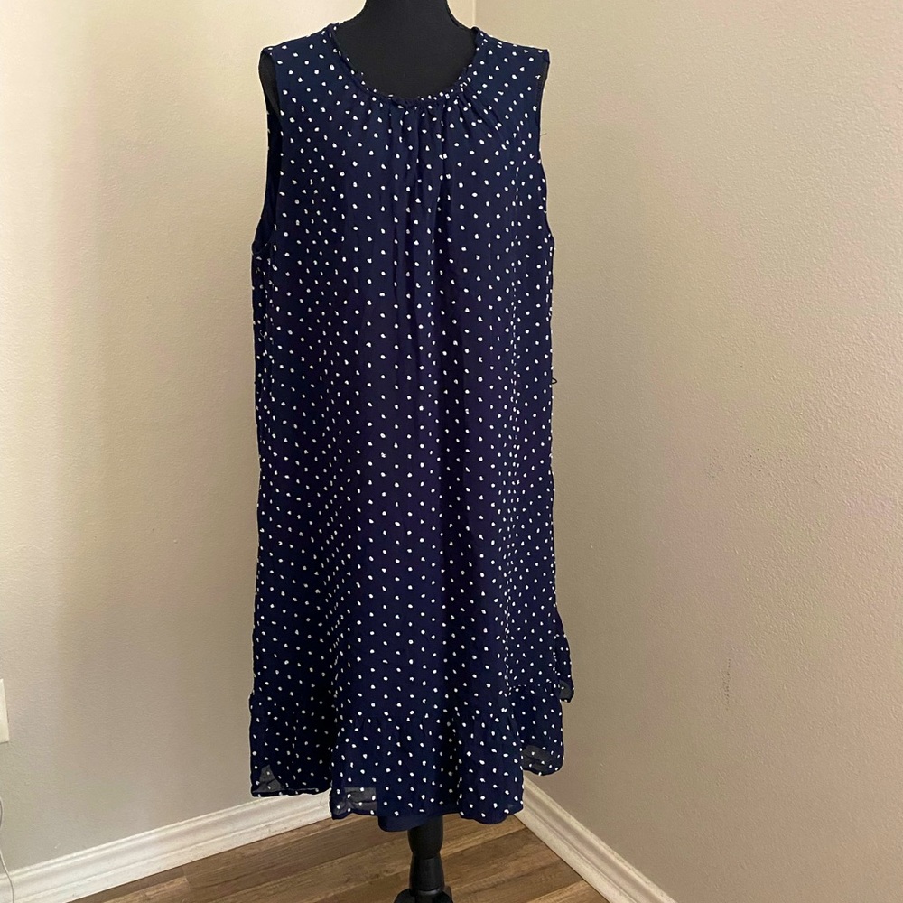 LOFT Plus Tufted Polka Dot Ruffled Dress